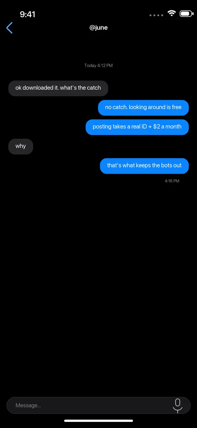 An end-to-end encrypted Sapien DM thread
